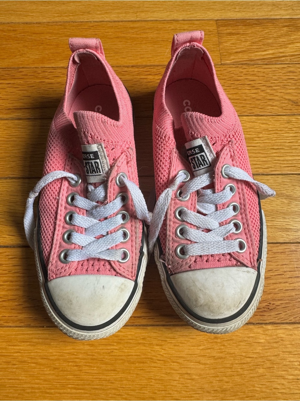 Converse All Star Kids Size 11 Pink Knit Sneakers Low Top Shoes